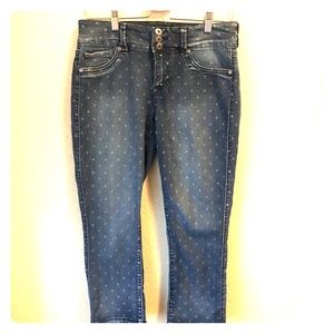 Torrid blue crop jeans with hearts!